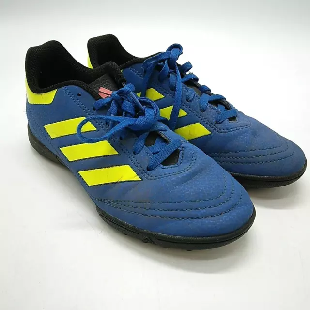 Adidas Goletto Boys Astro Turf Football Boots Blue & Neon Yellow Size UK 3