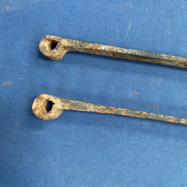 Pair Antique Hand Forged Iron Barn Door Strap Hinges 18 1/8 & 17 7/8" 8