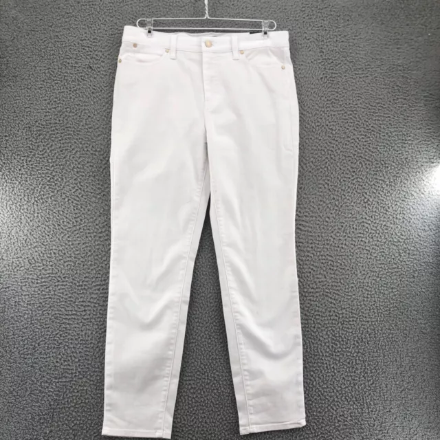 Talbots Jeans Womens 8 White Slim Ankle Skinny Leg Stretch Everyday Casual NWT