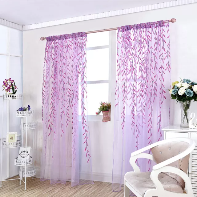 Willow Voile Curtain Drapes Living Room Tulle Sheer Curtains Panel Window Decor