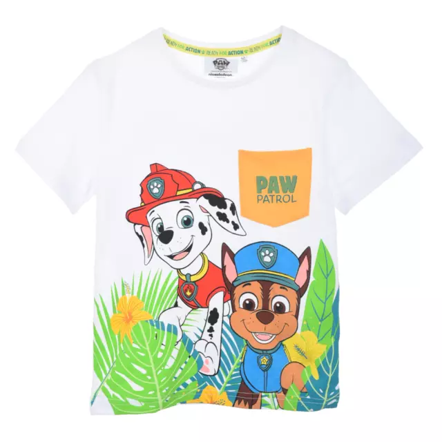 T-Shirt M.c. Paw Patrol Maglietta Bambino 100% Cotone - Ex1177Bianco