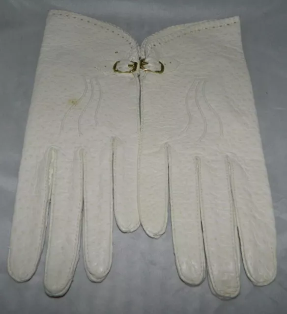 VTG NOS Cream SUPERB Genuine Pigskin Leather Tailored Gloves Size 6.25