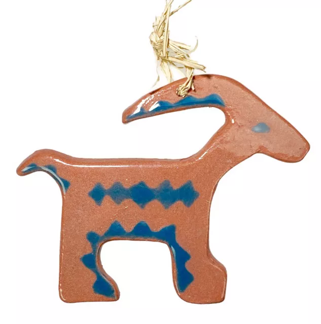 Antelope Deer Native Tribal Animal Christmas Ornament Ceramic Back Signed 5x4