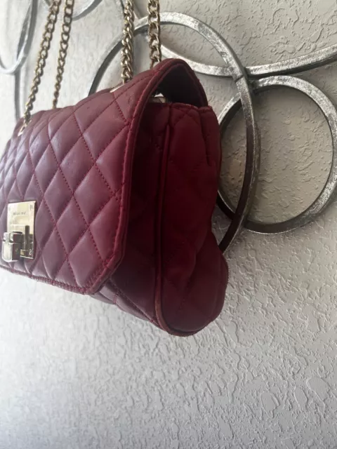 MICHAEL KORS VIVIANNE Blossom RED Quilted Chain Flap Leather Crossbody ...