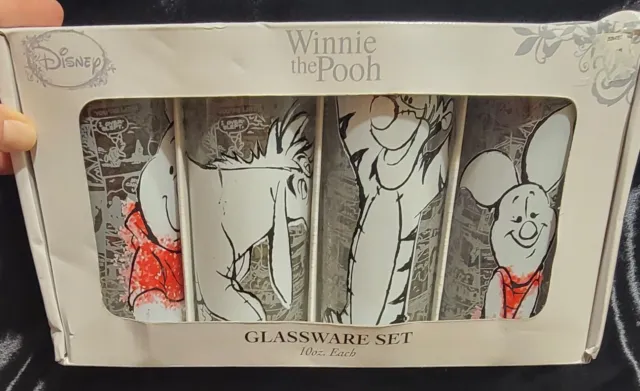 Disney Winnie the Pooh Glassware Set of four 10oz (295ml) Glasses