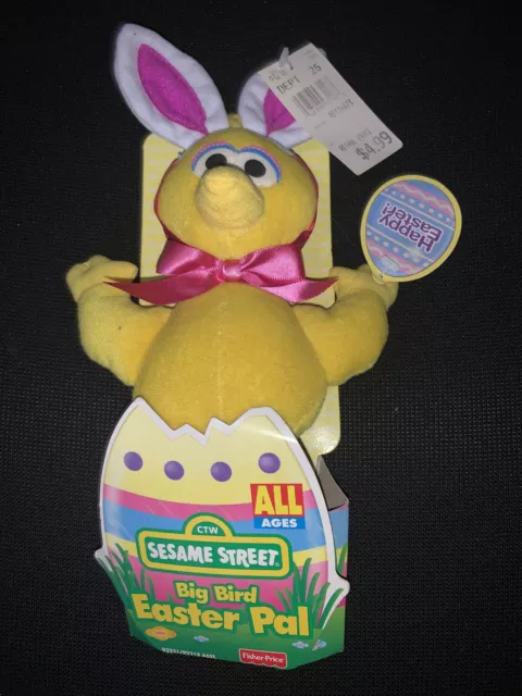90s Sesame Street Easter Pal Big Bird Bunny Ears Plush Soft Toy Fisher Price NEW