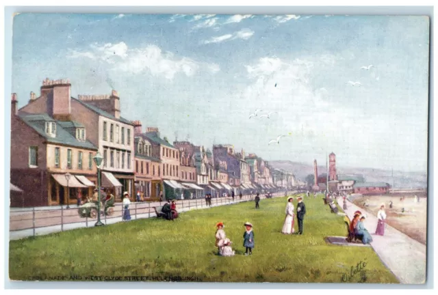 c1910 Esplanade and West Clyde Street Helensburgh Oilette Tuck Art Postcard