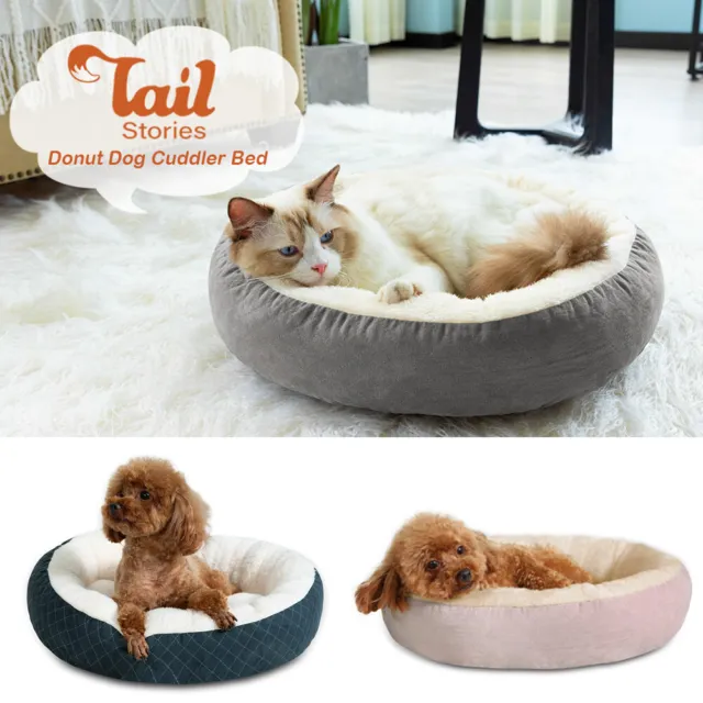 Cat Bed Cave Round Plush Fluffy Puppy Cat Bed Donut Self Warming Pet Dog Bed