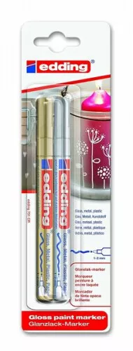 edding 751 Lackmarker medium, 2er Set gold/silber|Schreibwaren