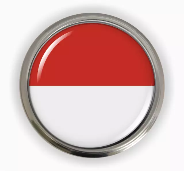 Emblem Car Sticker Chrome ROUND Bezel - Indonesia Flag