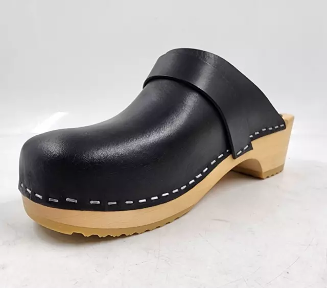 SWEDISH HASBEENS Swedish Husband Round Toe Clog Shoes Women's 7 Black Slip-On