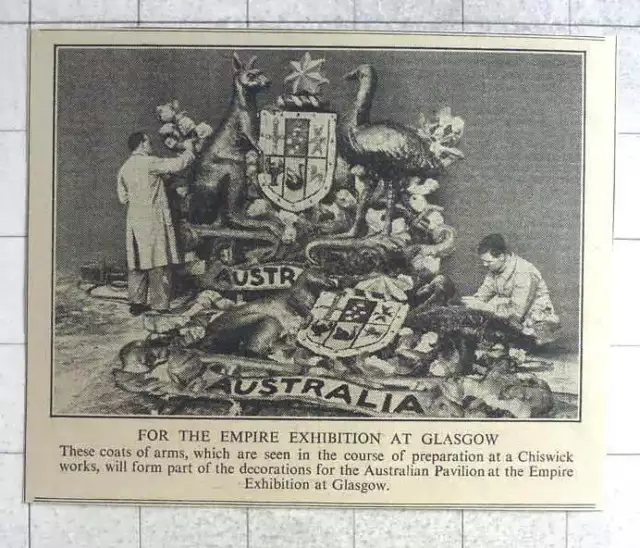 1938 Coat Of Arms Prepared At Chiswick Works For Australian Pavilion, Glasgow
