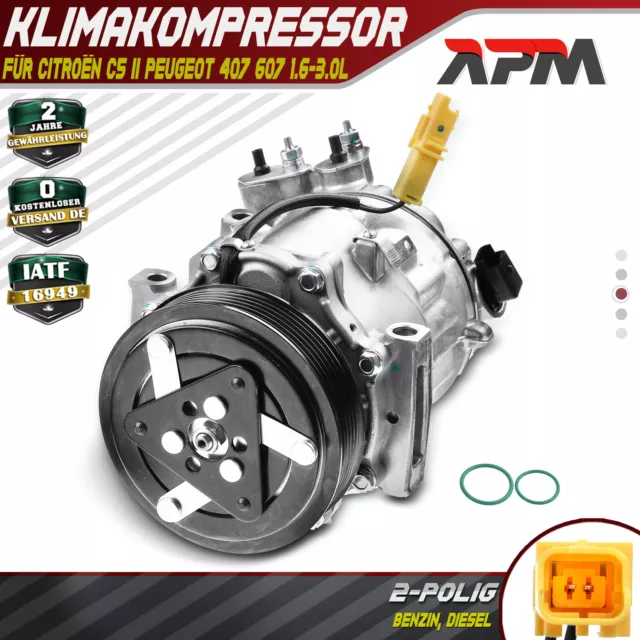 Compresor de Aire Acondicionado para Citroën C5 II Peugeot 407 607 1.6-3.0L