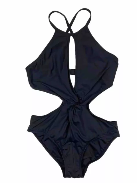 LA BLANCA Women's Black Cut Out One Piece Swimsuit Size 8 EXCELLENT