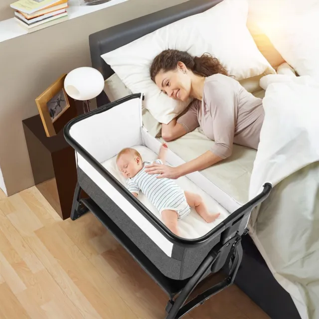 Baby Bedside Sleeper for Baby, 3 in 1 Baby Crib Bassinet Adjustable Height Safe⭐