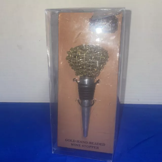 The Bombay Company Gold-Hand Beaded Wine Stopper- Estate Find