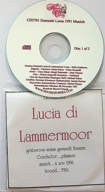 DONIZETTI Lucia di Lammermoor Live 4.11.1991 Plasson 2-CD EDITA GRUBEROVA/ARAIZA