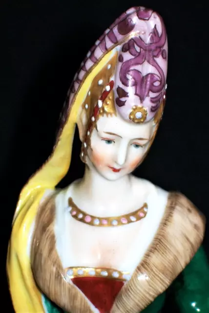 Antique German Dressel Kister Medieval Lady Queen Half Doll Porcelain Figurine