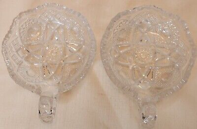 Pair of Vintage Imperial Glass Clear Handled Nappy Bowl