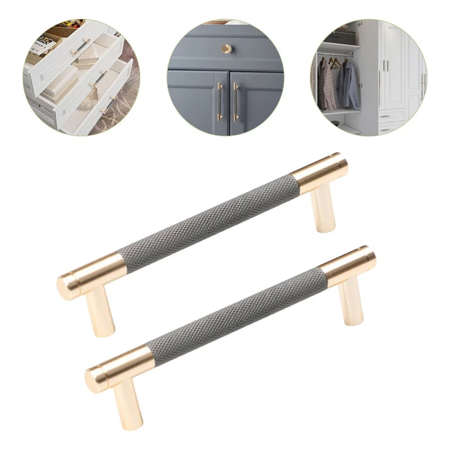 2 Pcs Wardrobe Door Handle Gold Handles Cabinets Drawer Pulls Knurled