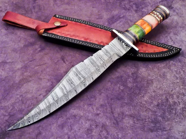 Custom Handmade Damascus Steel Blade Camping Hunting Knife Bowie Knife IM-2264