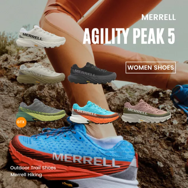 Merrell Agility Peak 4 GTX Gore-Tex Blue Brown Women Outdoors Trail Shoe  J067540