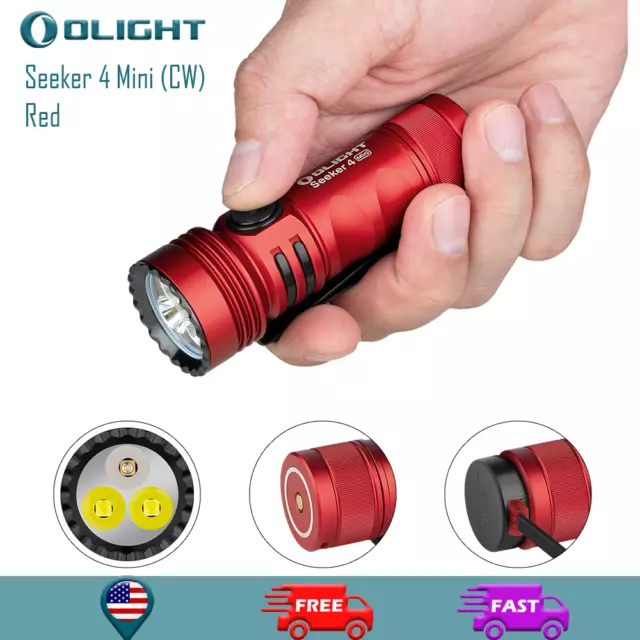 Olight Seeker 4 Mini Red 1200 Lumens Rechargeable LED Flashlight with UV Light
