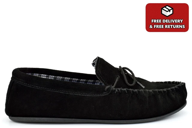 Pantofole mocassino da uomo extra large pantofole mocassino vera pelle scamosciata taglie 14/15