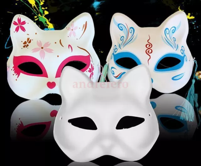  MAELSTROM 10Pcs Cat Fox Therian Masks for Halloween Costumes -  Blank White Animal Masks for Kids and Adults - Great for Parties :  Clothing, Shoes & Jewelry