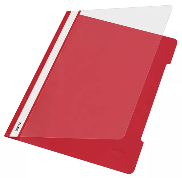 Leitz A4 Standard Plastic File, Pack of 25, 250 Sheet Capacity, Red, 41910025