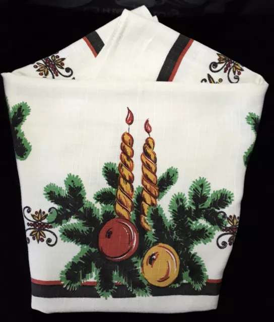 DDR Weihnachtstischdecke " Kerzen Arrangement " mehrfarbig Baumwolle 91 x 139 cm