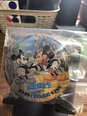 Mickey's 60th Birthday Button 1928-1988 Vintage Campaign Pin Commemorative
