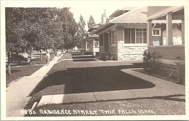 Twin Falls Idaho RPPC Residence Street Scene 1920s