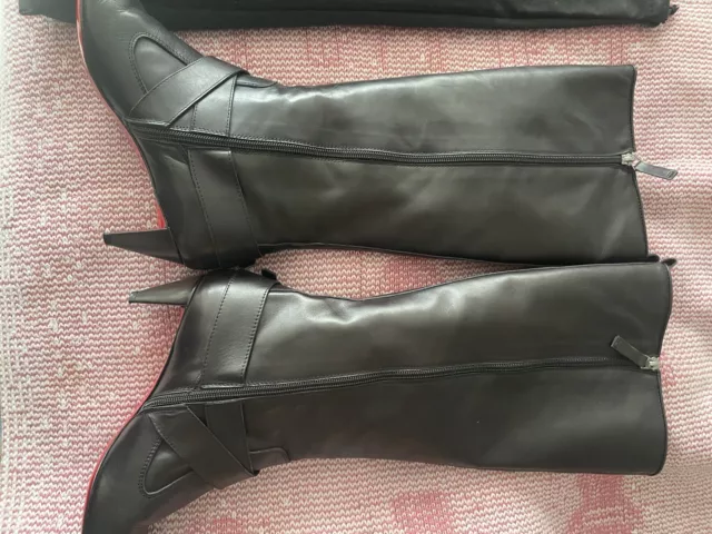 Gianfranco Ferre Black Leather Zip Boots Womens Size 40 EUR