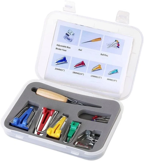 Fabric Bias Binding Tape Maker Kit Binder Foot Sewing Quilting Tool Set Sew Case Fabric Bias Binding Tape Maker Kit Binder Foot Sewing Quilting Tool Set Sew Case