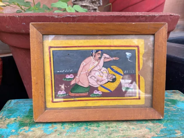 Indian Mughal Erotic Art Painting Handmade Antique Miniature painting 6 x 8