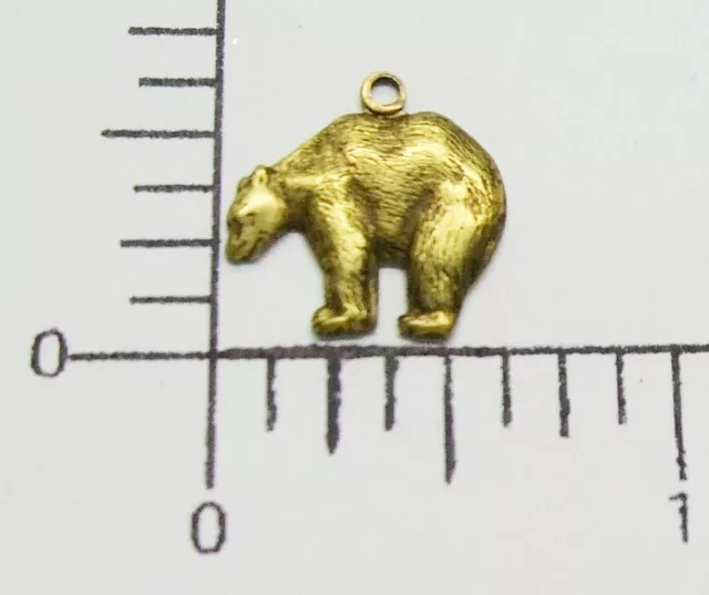 43633     2 Pc  Brass Oxidized Small Bear Charm Jewelry Finding