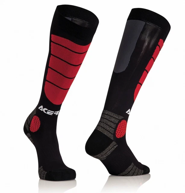 Calze Moto Off Road Cross Enduro Termiche Rinforzate Impact Nero Rosso 39/41