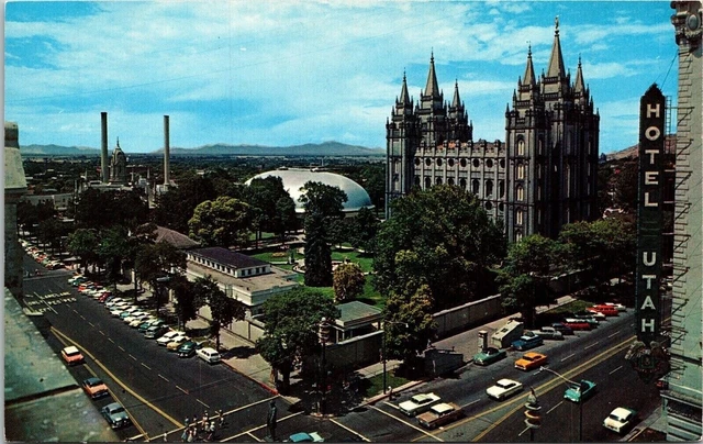 Temple Square Semi-Aerial View LDS Salt Lake City UT Postcard VTG UNP Vintage