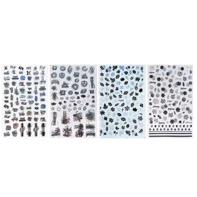 Dekorative Nagelsticker 3D-Nailart-Aufkleber Nagellack Japanisch Buchstaben