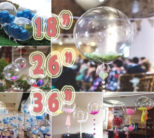 CLEAR SEE THROUGH BALLOONS 18"/ 36" Large Helium Quality Wedding Decorations UK