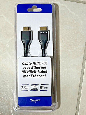 HDMI Câble 8K  Haute Vitesse avec Ethernet Ultra HD TV 1,5 m  Mâle à Mâle .