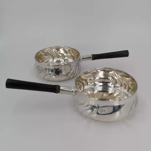 Magnificent Pair Butter Pans IN Silver With Ebenholzgriff
