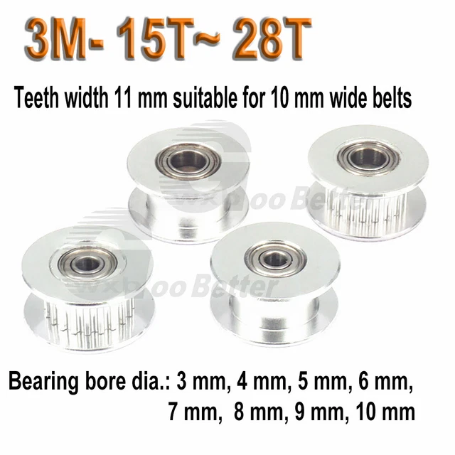Idlers HTD 3M Tensioner Pulley 15T~28T Tooth width=11mm Bore=3~10mm Idler Pulley