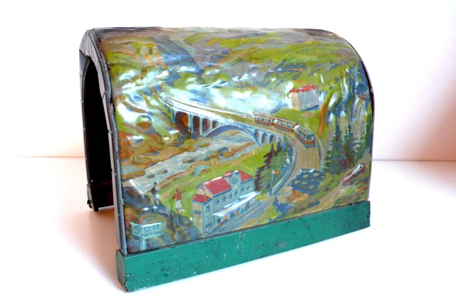 TRAINS CR ÉCHELLE "O" TUNNEL TÔLE LITHOGRAPHIÉE  BON ÉTAT Lg 22 xHt 17 cm REF 25