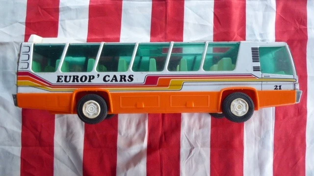 Bus International Autocar Joustra En Tôle - Friction - Vintage - Occasion