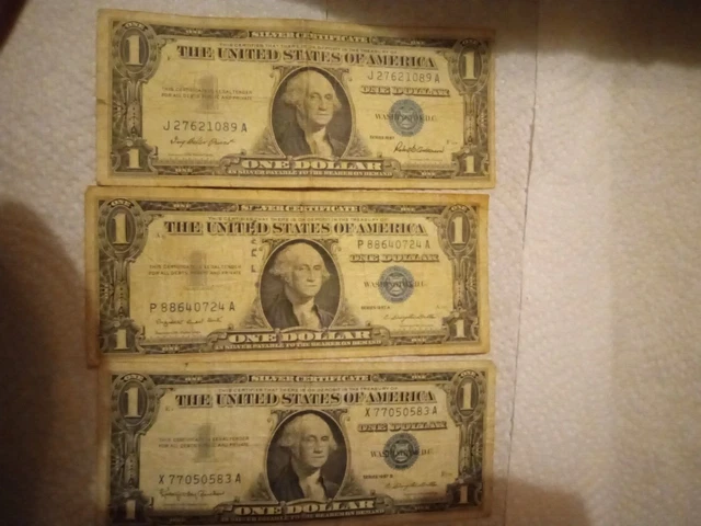 3 - 1957 silver certificates