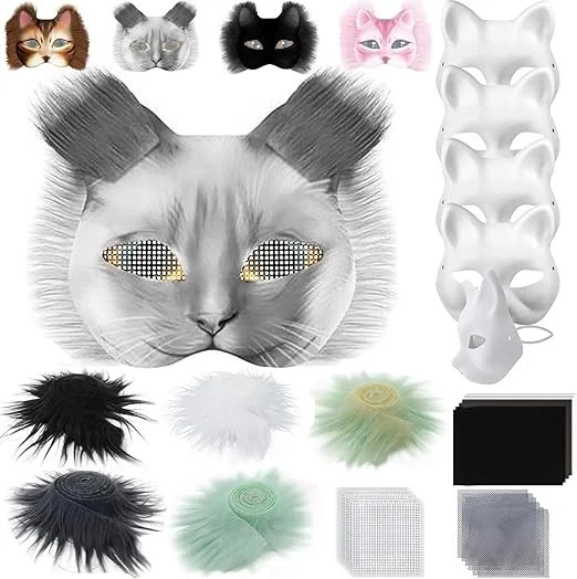 10x Masques Cygne à Décorer Zrfgbxim - Masque Blanc Peinturable, élastique, Pour Fête, DIY, Cosplay