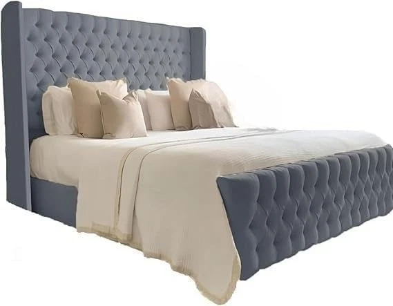 WINGBACK CHESTERFIELD BED Frame with Deep Button 49 inches Headboard ...