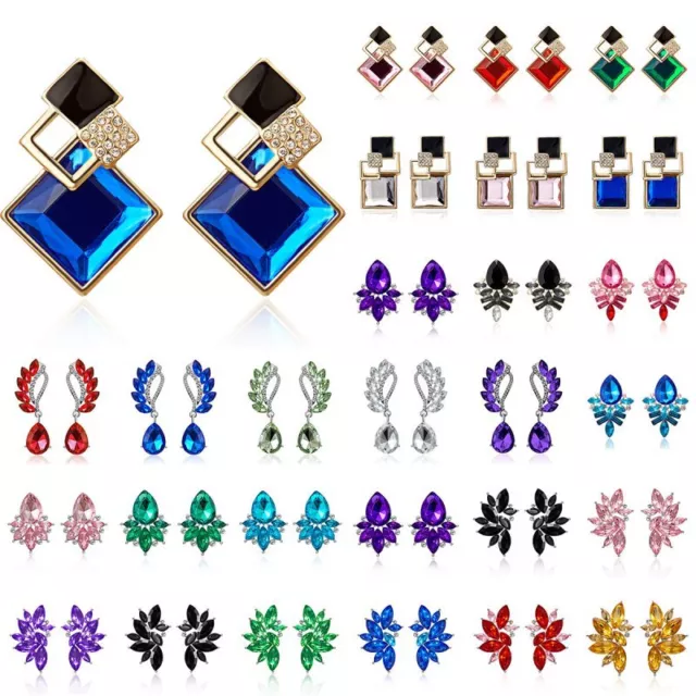 Elegant Acrylic Crystal Stone Stud Earrings Rhinestone Piercing Earring Jewelry